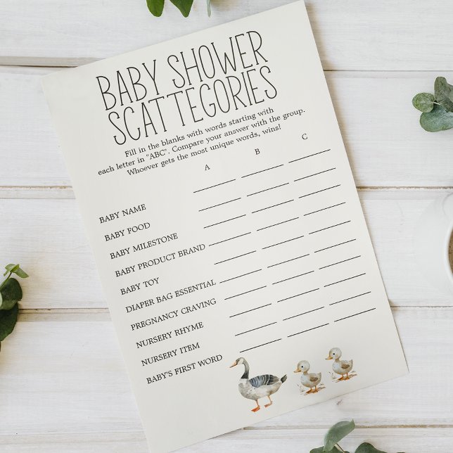 Little Farm Nursery Baby Shower Scattegories Game Flyer (Creator Uploaded)