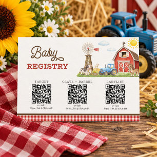 Little Farmer Baby Shower Registry RSVP Card