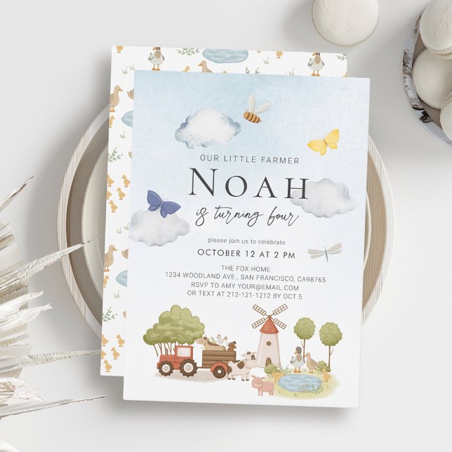 Little Farmer Farm Animals Kid's Birthday Invitation (Creator Uploaded)