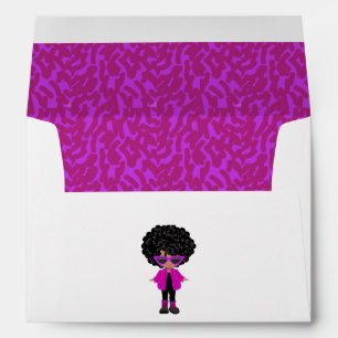 Little Fashion Black Girl Party Invitation Envelope