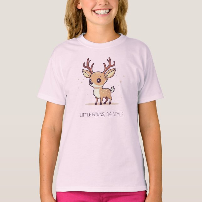 Little fawn Big Style Cute Deer Design  T-Shirt (Front)