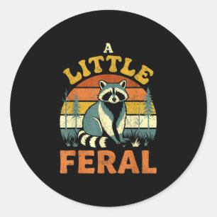 Little feral racoon wildlife vintage forest classic round sticker