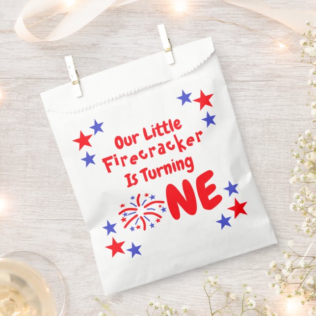 Little Firecracker 1st Birthday Favour Bags (Clipped)