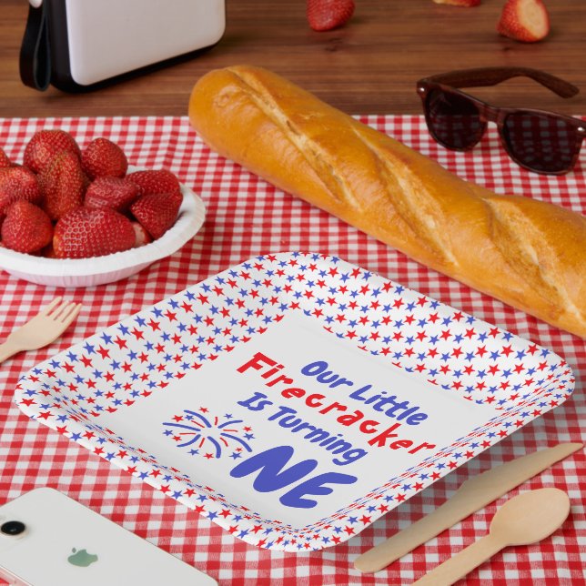 Little Firecracker 1st Birthday Paper Plate (Picnic)