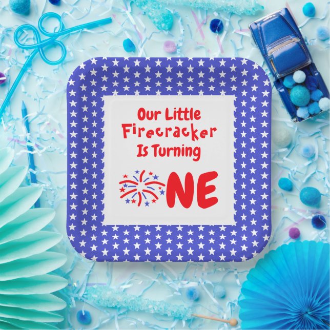 Little Firecracker 1st Birthday Paper Plate (Party)