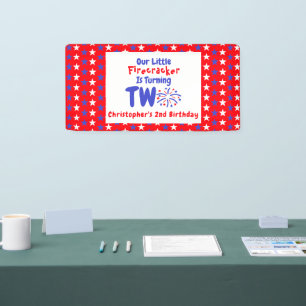 Little Firecracker 2nd Birthday Banner