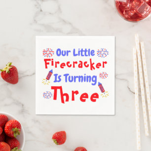 Little Firecracker 3rd Birthday Napkin