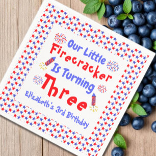 Little Firecracker 3rd Birthday Napkin