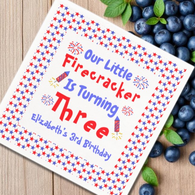 Little Firecracker 3rd Birthday Napkin (Creator Uploaded)