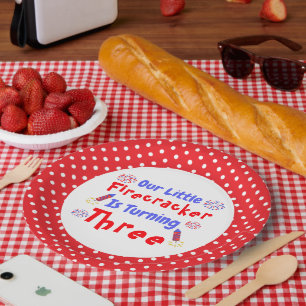 Little Firecracker 3rd Birthday Paper Plate