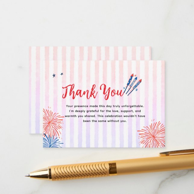  Little Firecracker 4th July Thank You Enclosure Card (Front/Back In Situ)