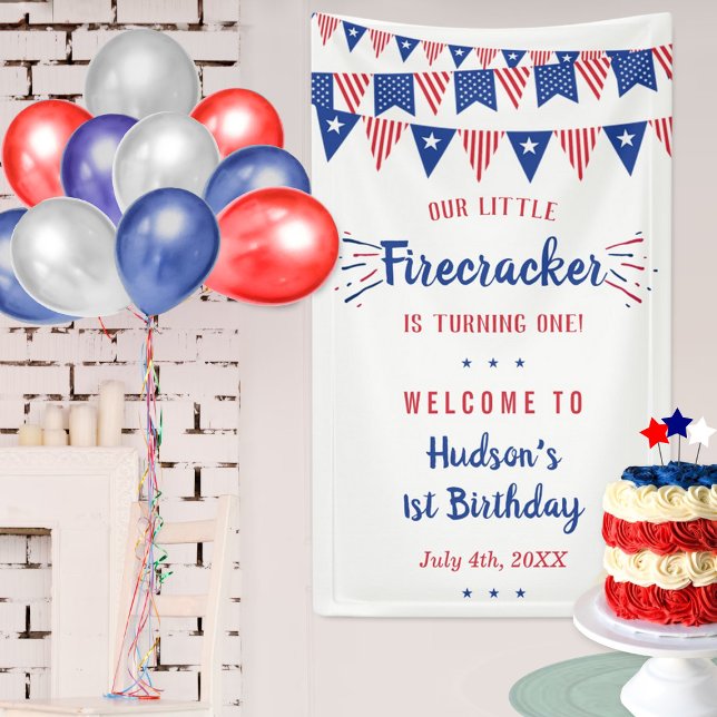 Little Firecracker 4th Of July 1st Birthday Banner (Creator Uploaded)