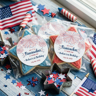 Little Firecracker 4th Of July 1st Birthday Classic Round Sticker