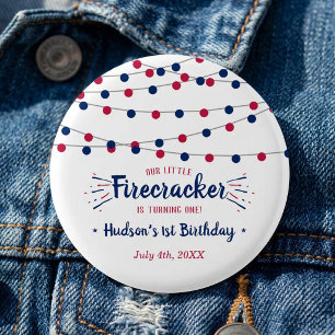 Little Firecracker 4th Of July 1st Birthday Party 3 Cm Round Badge