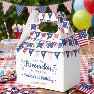 Little Firecracker 4th Of July 1st Birthday Party Favour Box