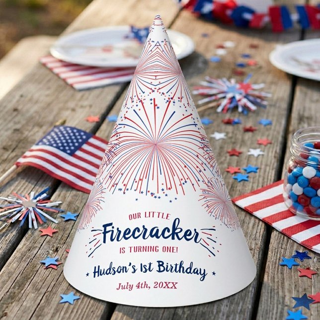 Little Firecracker 4th Of July 1st Birthday Party Hat (Creator Uploaded)