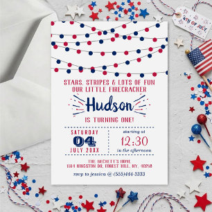 Little Firecracker 4th Of July 1st Birthday Party Invitation