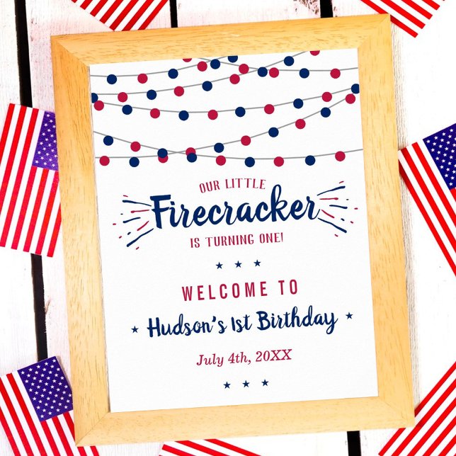 Little Firecracker 4th Of July 1st Birthday Poster (Creator Uploaded)