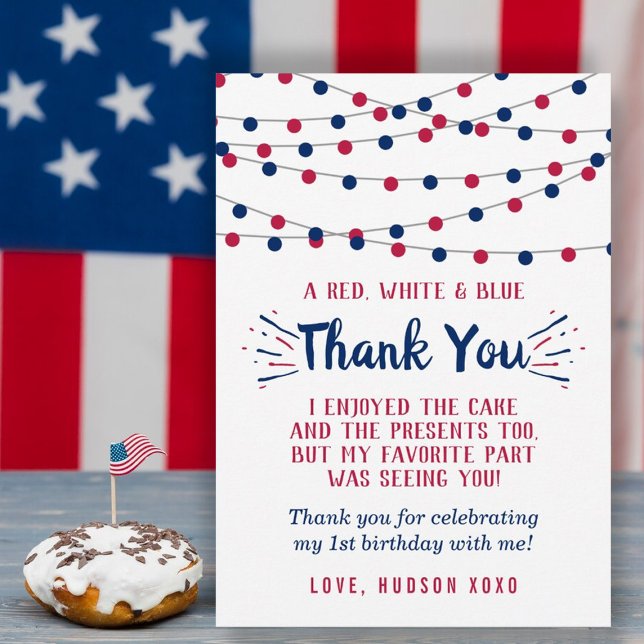 Little Firecracker 4th Of July 1st Birthday Thank You Card (Creator Uploaded)