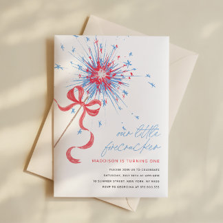 Little Firecracker 4th of July Birthday Invitation