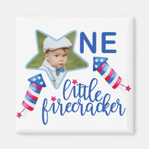 Little Firecracker 4th of July Birthday Party  Magnet