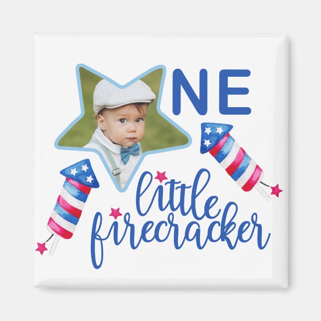 Little Firecracker 4th of July Birthday Party  Magnet (Front)