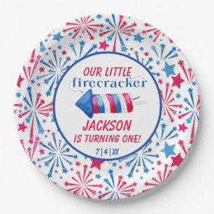 Little Firecracker 4th of July Birthday Party  Paper Plate