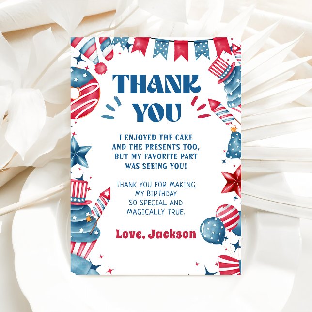 Little Firecracker 4th Of July Birthday Thank You Card (Creator Uploaded)
