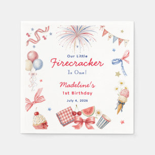 Little Firecracker 4th of July Girl 1st Birthday Napkin