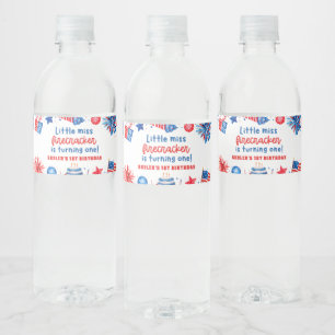 Little Firecracker 4th of July Summer 1st Birthday Water Bottle Label