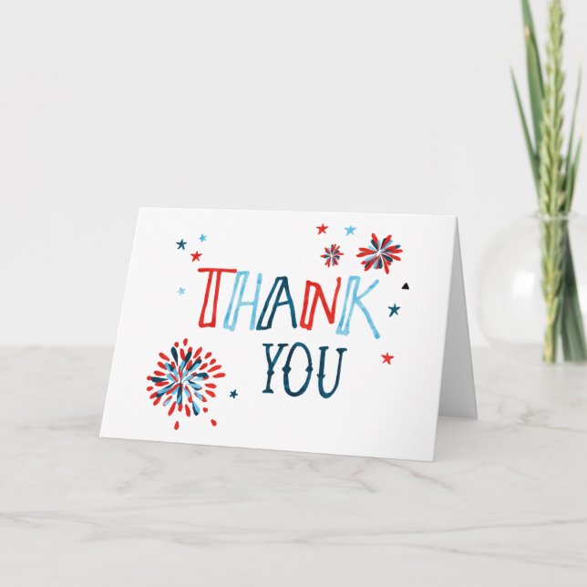 Little Firecracker 4th of July Thank You Card (Front)