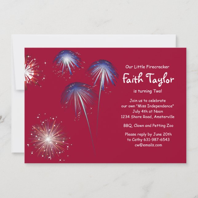 Little Firecracker Birthday Invitation (Front)
