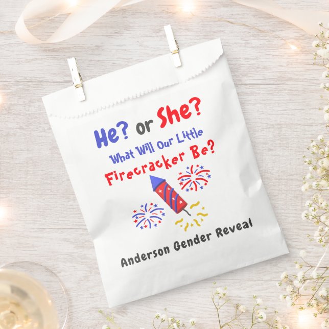 Little Firecracker Gender Reveal Favour Bags (Clipped)