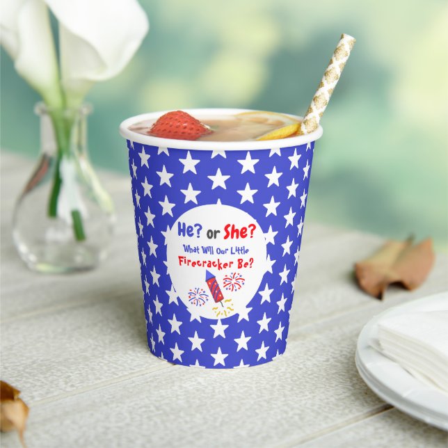 Little Firecracker Gender Reveal Paper Cups (Insitu)