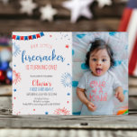 Little Firecracker Kids Birthday Party Photo Invitation<br><div class="desc">Get ready to light up the sky with our "Little Firecracker" Summer Kids Birthday Party Photo Invitation! Celebrate in style with this perfect blend of 1st birthday excitement and Independence Day spirit. Whether it's a summer birthday or a 4th of July bash, this invitation sets the stage for a festive...</div>