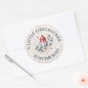 Little Firecracker Patriotic July 4th Baby Shower  Classic Round Sticker