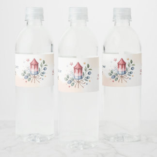 Little Firecracker Patriotic July 4th Baby Shower Water Bottle Label