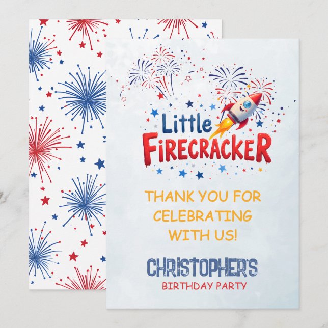 Little Firecracker Patriotic Thank You Card (Front/Back)