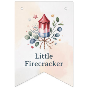 Little Firecracker Patriotic Watercolor Baby Showe Bunting