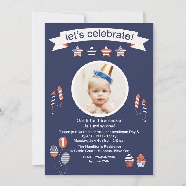 Little Firecracker Photo Invitation (Front)