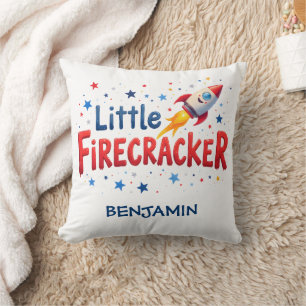 Little Firecracker Rocket Patriotic Nursery Cushion