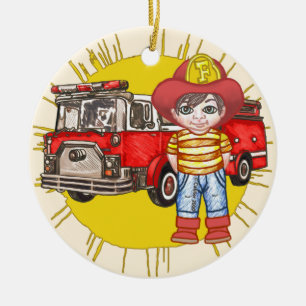 Little Firefighter Ceramic Tree Decoration