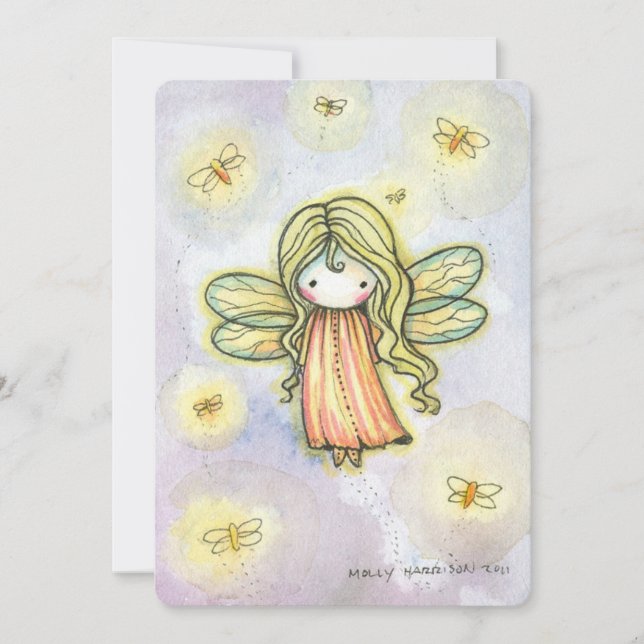 Little Firefly Fairy Girls Birthday Party Invite (Front)