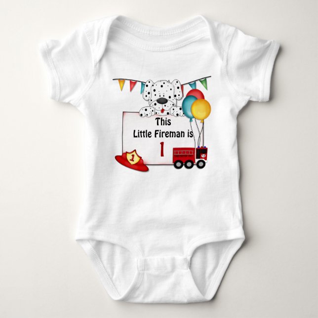 Little Fireman Dalmation - Customise Baby Bodysuit (Front)