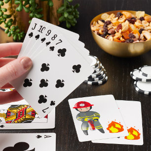 Little Fireman Hero Putting Out Fire Playing Cards