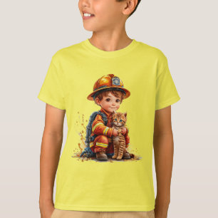 Little fireman with kitten T-Shirt