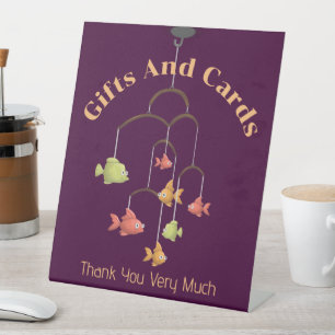 Little Fish Crimson Baby Shower Gifts and Cards Pedestal Sign