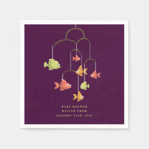 Little Fish Crimson Red Baby Shower Napkin