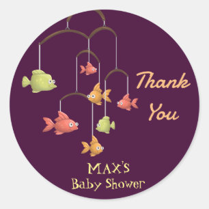 Little Fish Crimson Red Baby Shower Thank You Classic Round Sticker