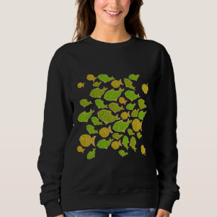 Little Fish Pattern Green And Pink Sweatshirt